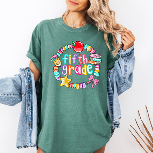 Fifth Grade, Teacher, Back to School, Bracelets, Bow, First Day of School, Cute, Teacher Appreciation, Coquette, Comfort Colors T-Shirt