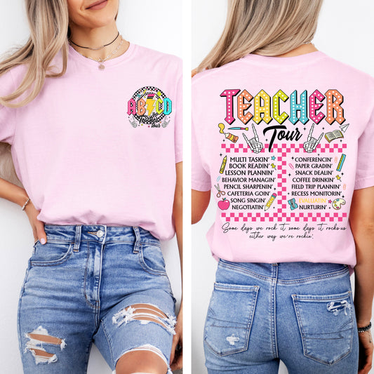 Teacher Tour, Back to School, Retro, Front and Back, First Day of School, Cute, Teacher Appreciation, Coquette, Comfort Colors T-Shirt