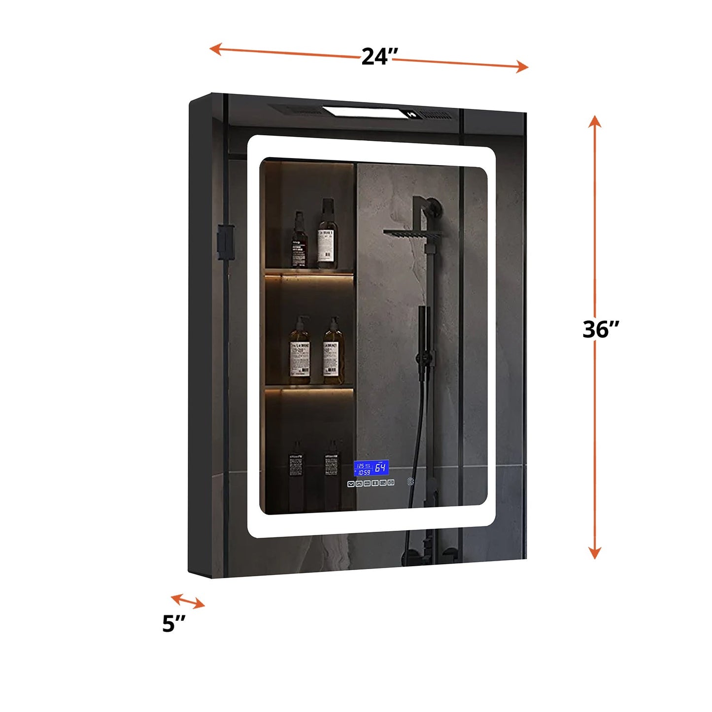 Bracciano 24 in. W x 36 in. H Surface-Mount LED Mirror Medicine Cabinet with Defogger