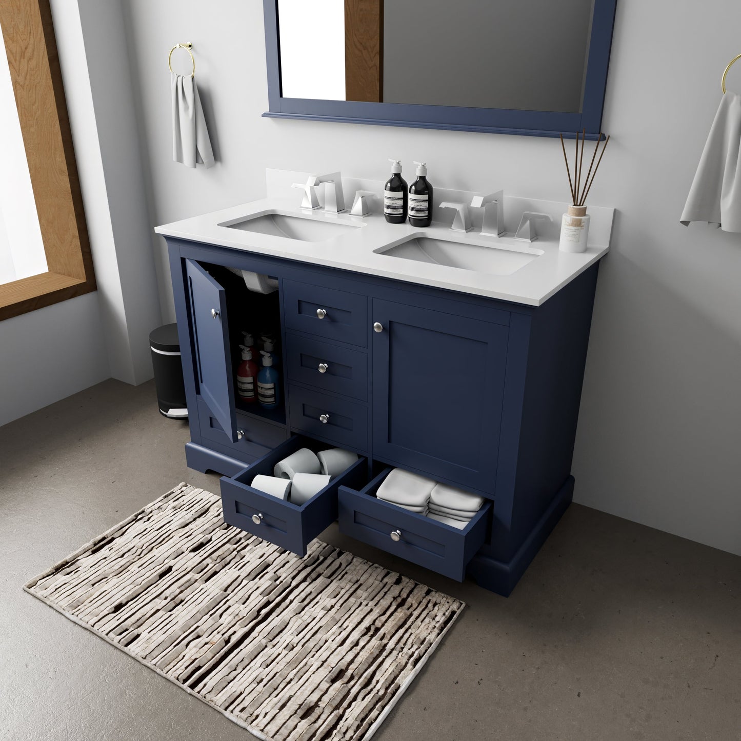 Dukes 48 in. W x 22 in. D Navy Blue Double Bath Vanity