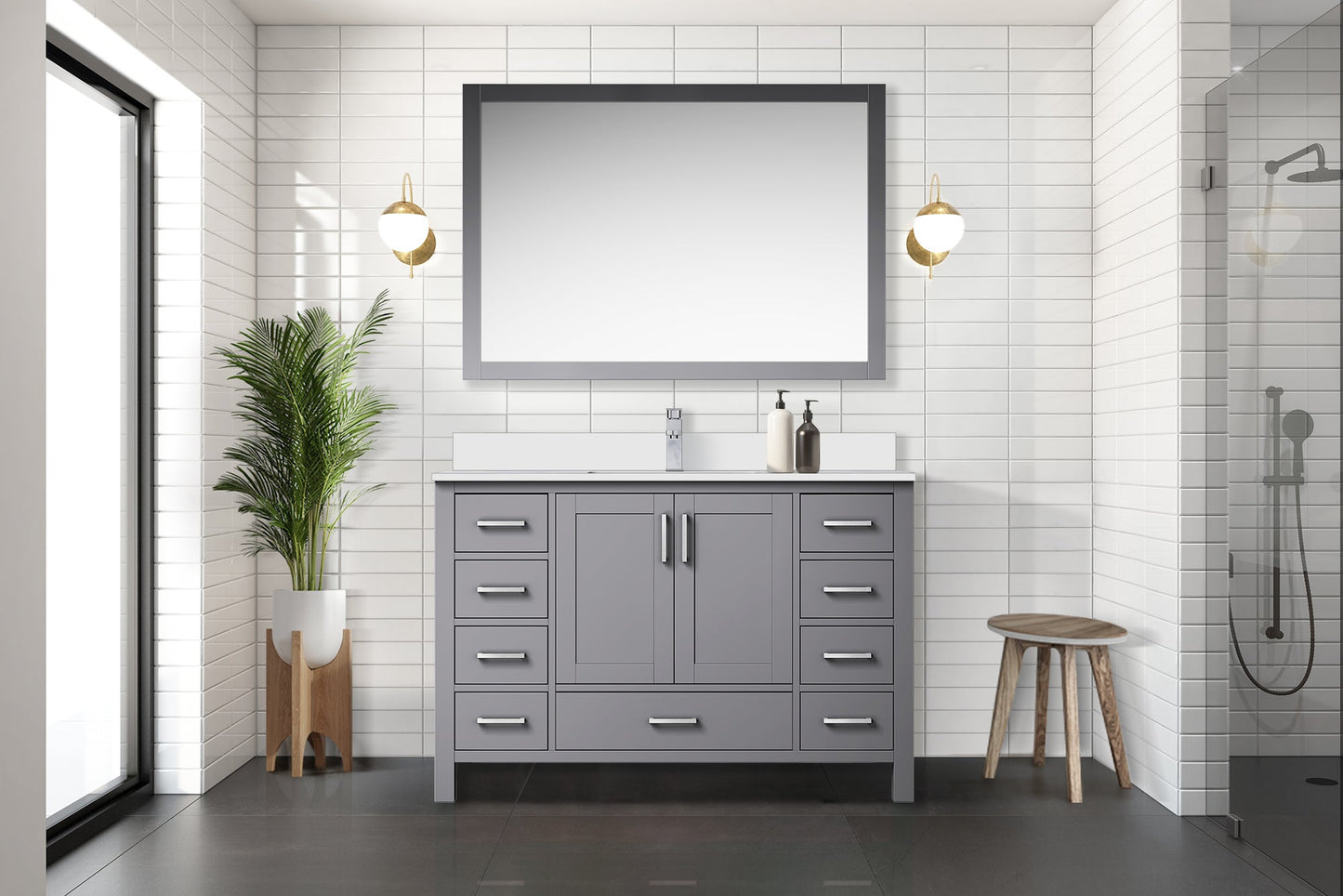 Jacques 48 in. W x 22 in. D Dark Grey Bath Vanity and Cultured Marble Top