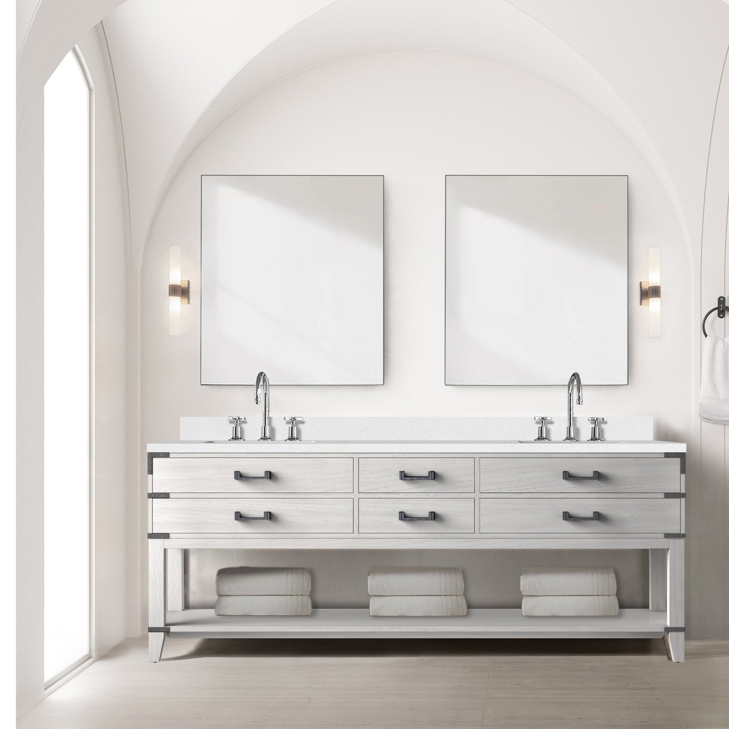 Norwalk 84 in W x 22 in D White Oak Double Bath Vanity