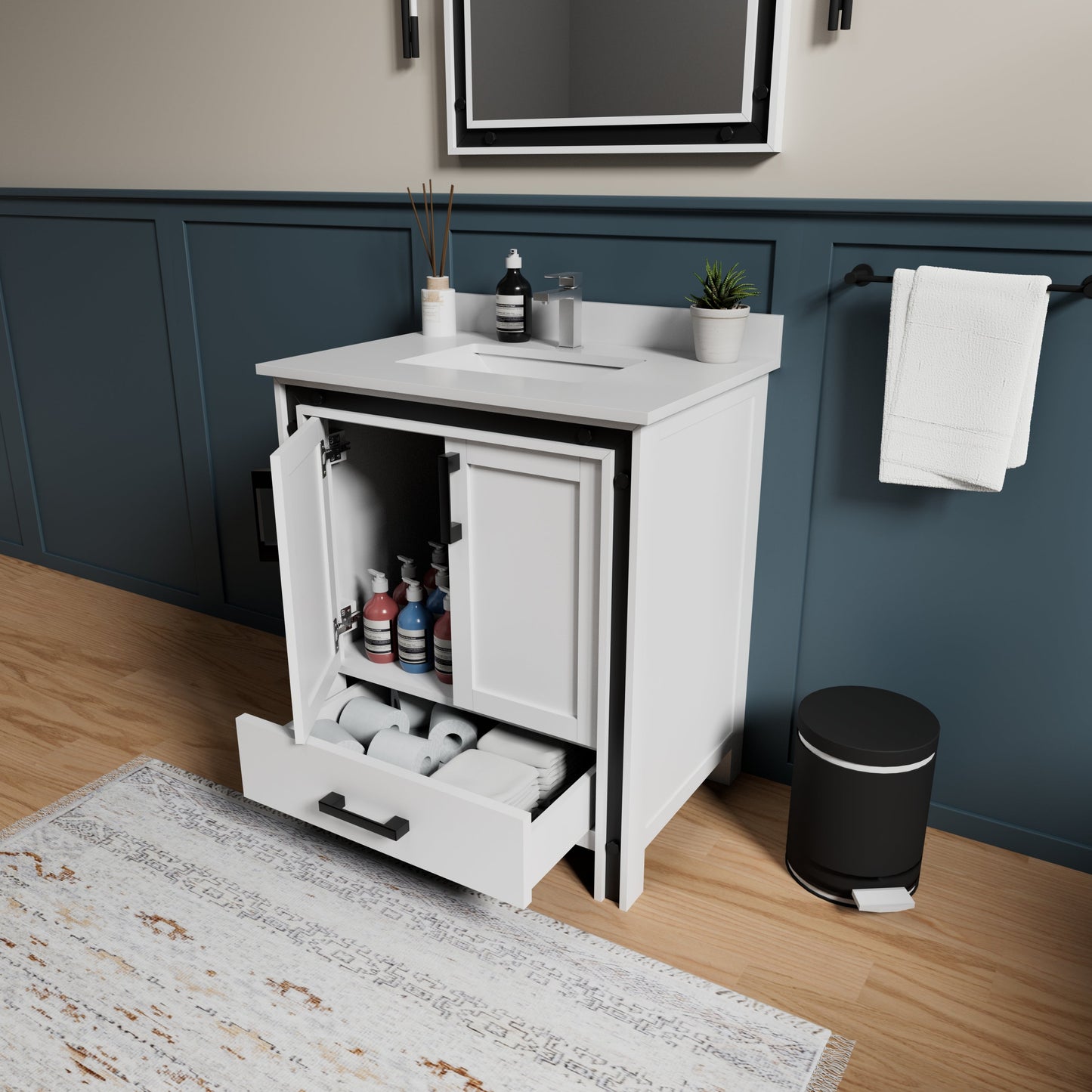 Ziva 30 in W x 22 in D White Bath Vanity