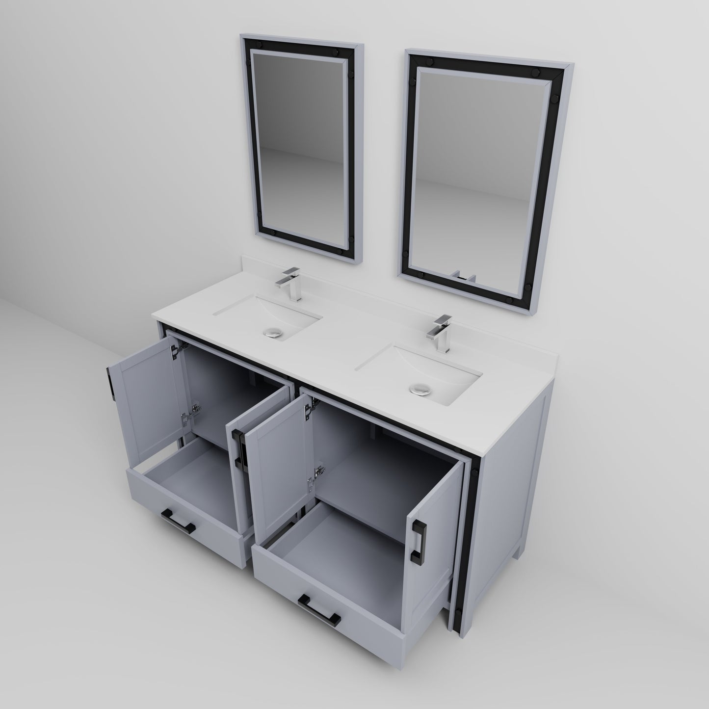Ziva 60 in W x 22 in D Dark Grey Double Bath Vanity