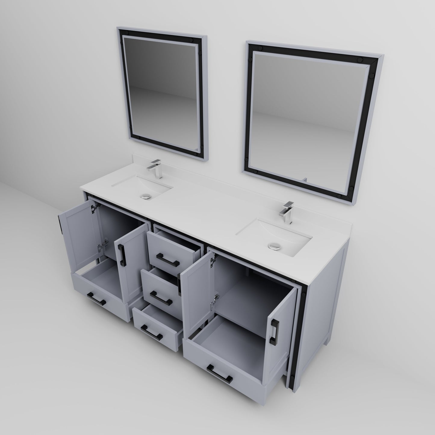 Ziva 72 in W x 22 in D Dark Grey Double Bath Vanity