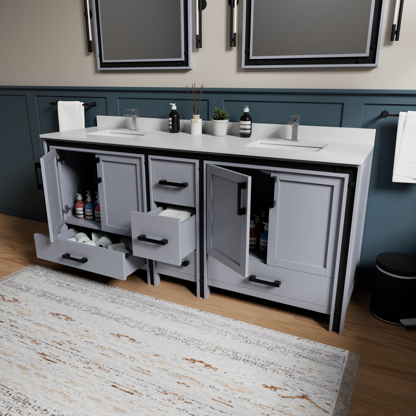 Ziva 80 in W x 22 in D Dark Grey Double Bath Vanity