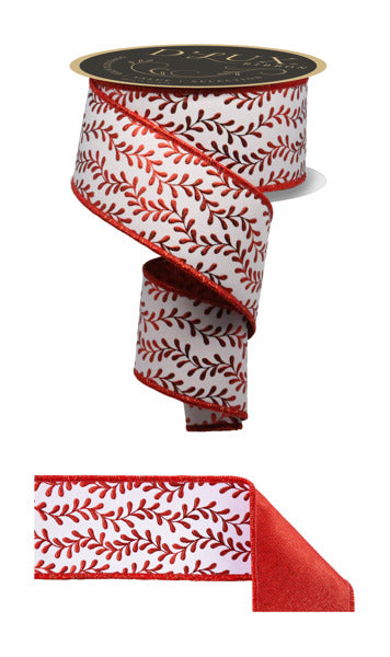 2.5"X10YD FOIL LEAF GARLAND/FUSED WHITE/RED