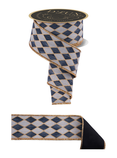 2.5"X10YD ANTIQUE HARLEQUIN/FUSED CREAM/GREY/GOLD/BLACK