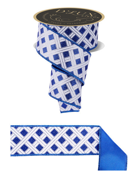 2.5"X10YD WOVEN STRIPES/FUSED SILVER/ROYAL BLUE/WHITE