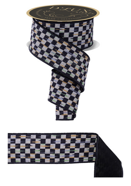 2.5"X10YD MINI ANTQ CHECKERBOARD/FUSED BEIGE/BLACK