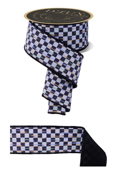 2.5"X10YD MINI ANTQ CHECKERBOARD/FUSED WHITE/BLACK