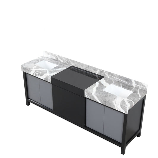 Zilara 84 in W x 22 in D Black and Grey Double Bath Vanity