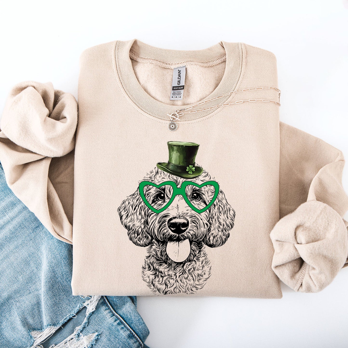 Labradoodle, Adorable Dog, St Patrick's Day, Lucky, Irish Sweatshirt