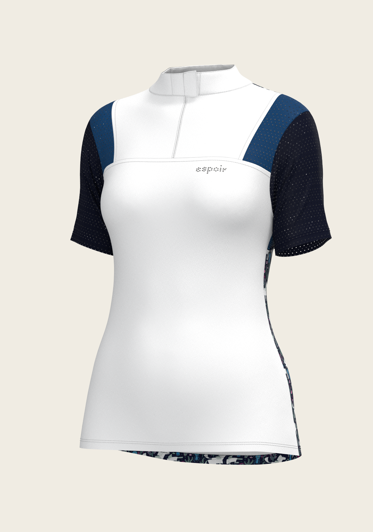 White with Navy & Royal Blue Short Sleeve Sport Show Shirt