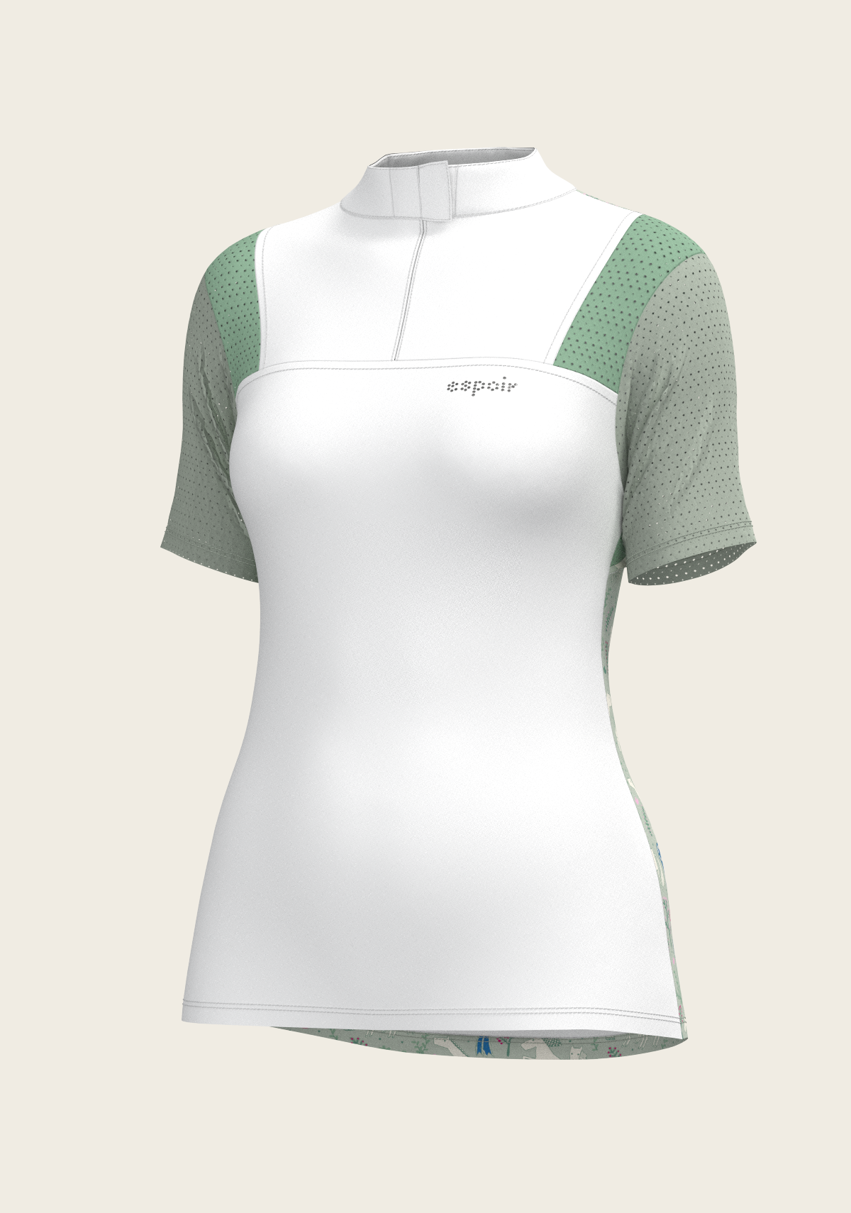 White with Rosettes in Lime Green Short Sleeve Sport Show Shirt