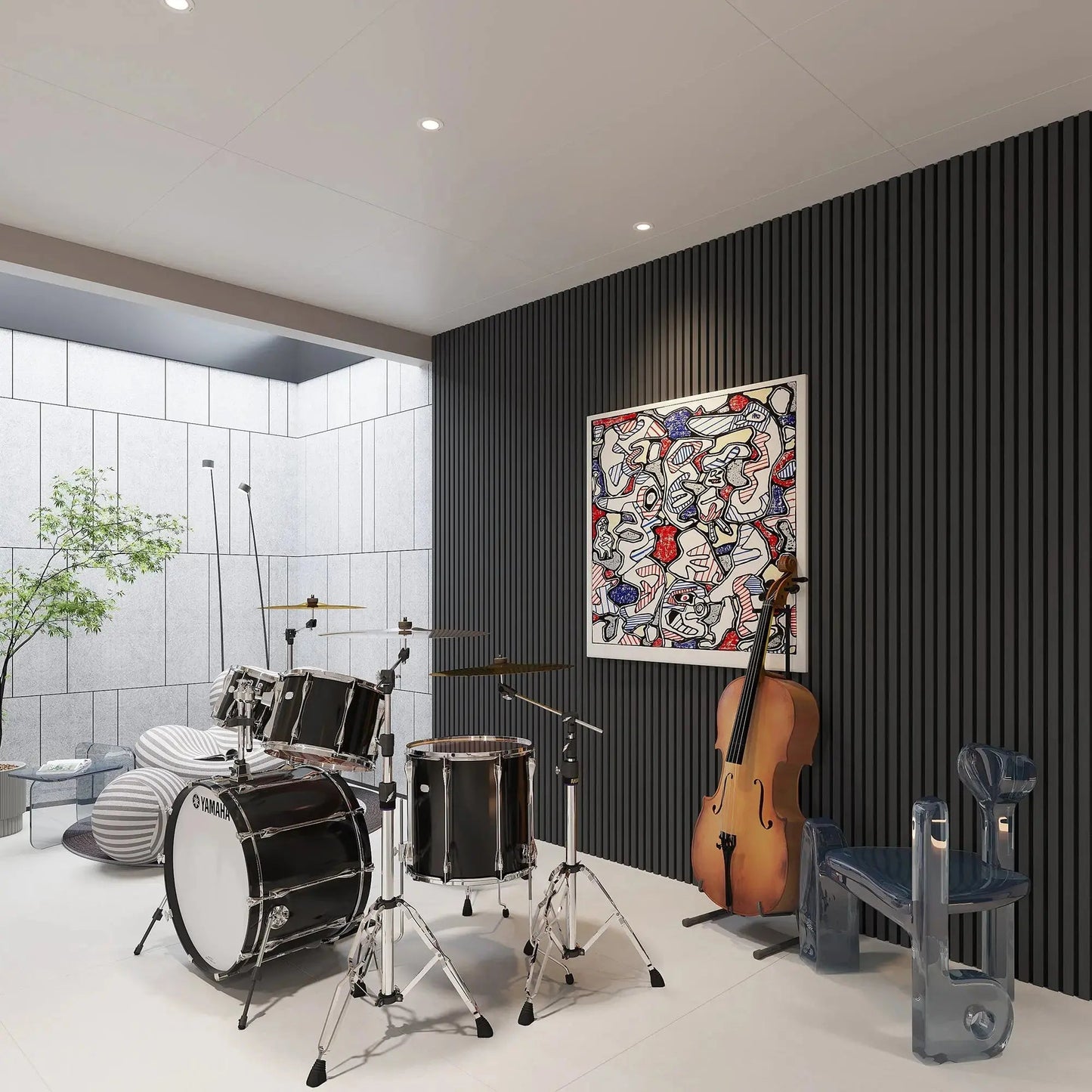 Luxury Black Acoustic Solid Wood Wall Panels ( 2 Panels Per Box)