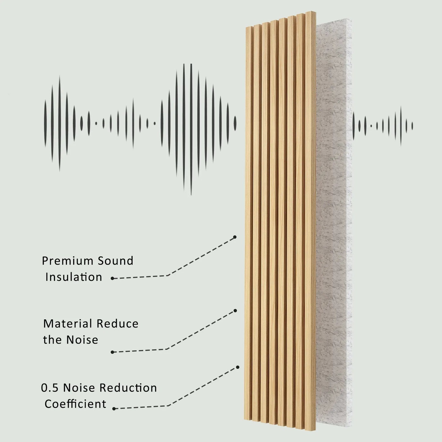 Luxury Oak | Grey Felt | Acoustic Solid Wood Wall Panels ( 2 Panels Per Box)