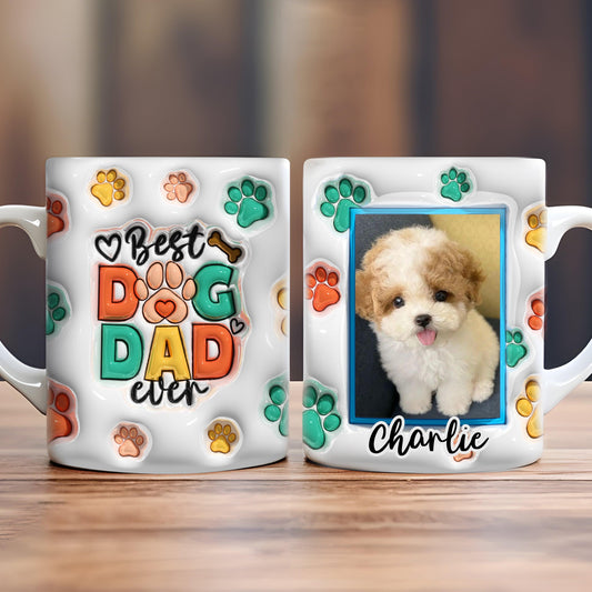 Custom Photo Pet Mug - Best Fur, Dog, Cat Mom Ever - Personalized 3D Inflated Effect Printed Mug - Gift for Pet Owner, Lovers, Friends, Dads & Moms