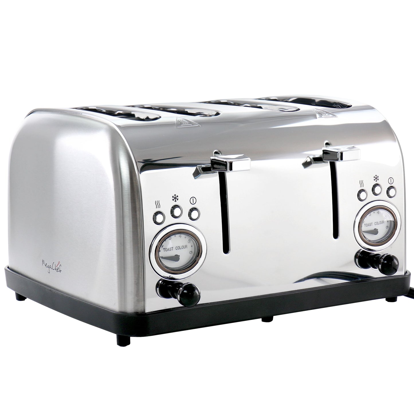 MegaChef 4 Slice Wide Slot Toaster with Variable Browning in Silver | Kitchen + Metal