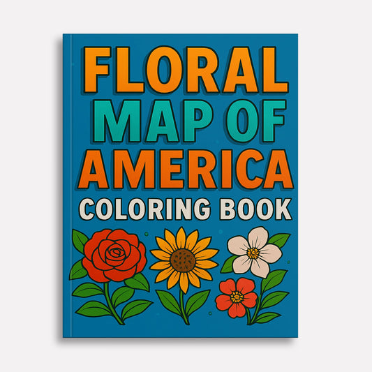 Floral Map of America – Coloring Pages – 48 State Flower Designs Across the U.S. – For Adults