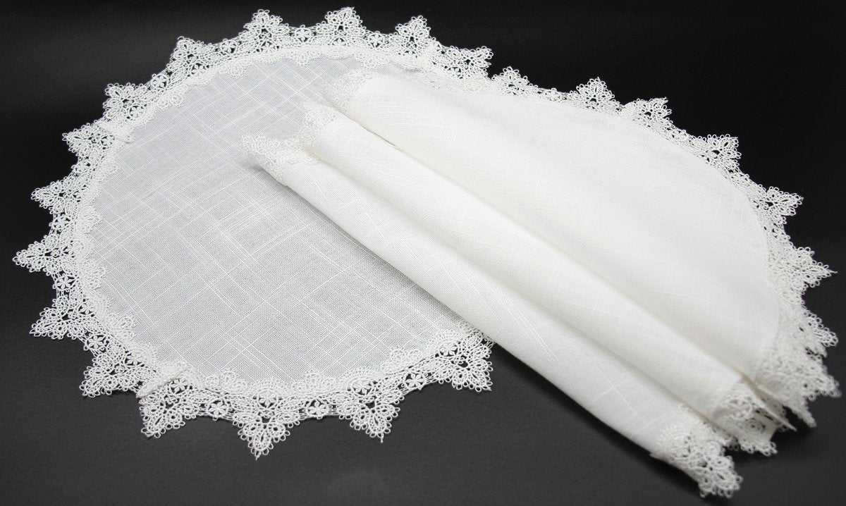 ML16145 Victorian Lace Trim Placemats,16"RD, Set of 4