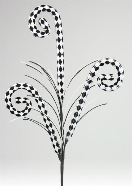 31"L HARLEQUIN TUBING COIL SPRAY- Black/White with fishlines