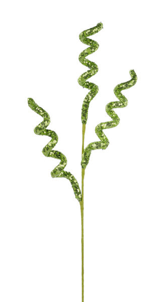 28"L SEQUIN CURLY SPRAY LIGHT GREEN
