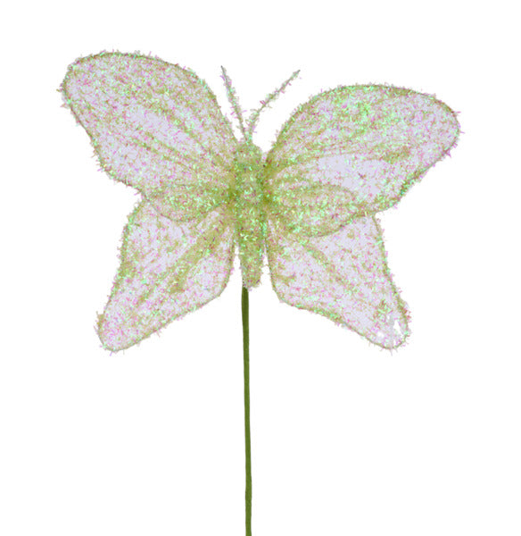 9"W V-CUT FOIL BUTTERFLY PICK, 12"OAL IRIDESCENT MINT GREEN