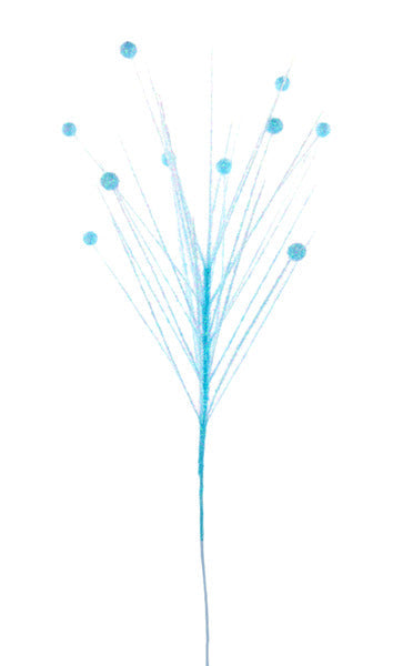 30"L FOIL GRASS/BALL SPRAY SOFT BLUE