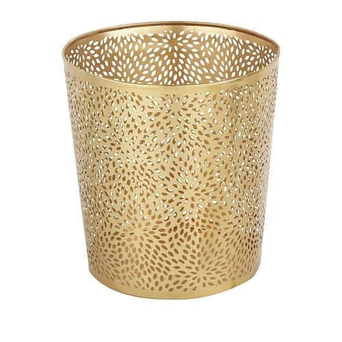 1.3 Gallon Round Perforated Copper Gold Metal Waste Basket Trash Can | Trash Cans | Kitchen + Metal