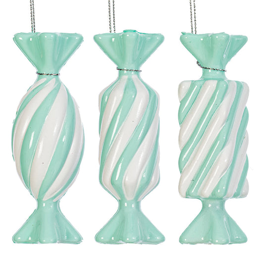 Santa's Sweet Shoppe Collection - 4" Luxe Swirl Enamel Candy Ornaments - SET OF 3
