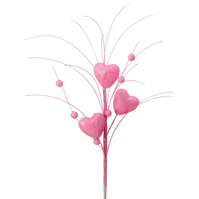 13" GLITTER HEART W/RAIN SPRAY X3