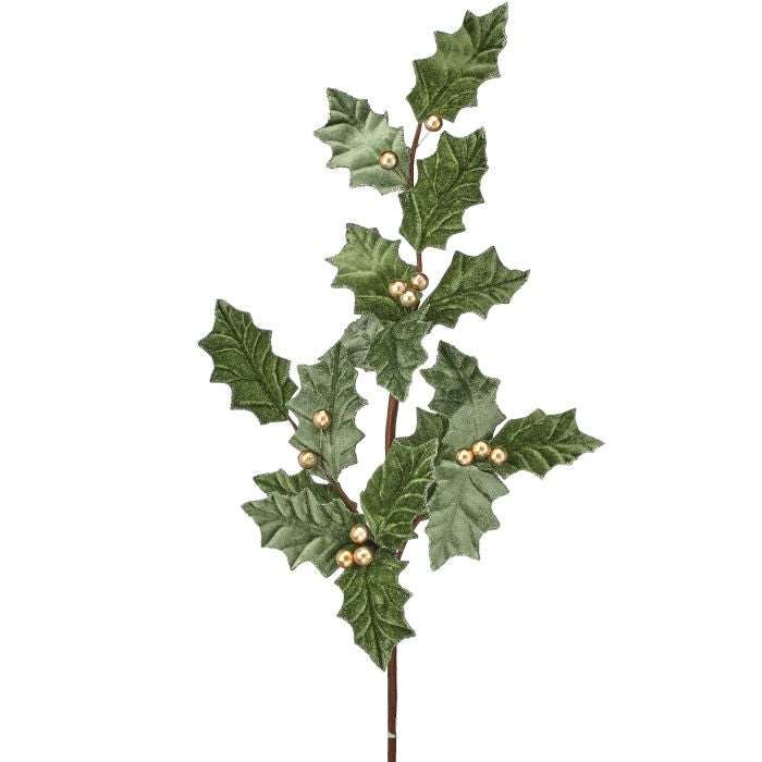 31" GARDEN HOLIDAY HOLLY SPRAY MINT/CHAMPAGNE