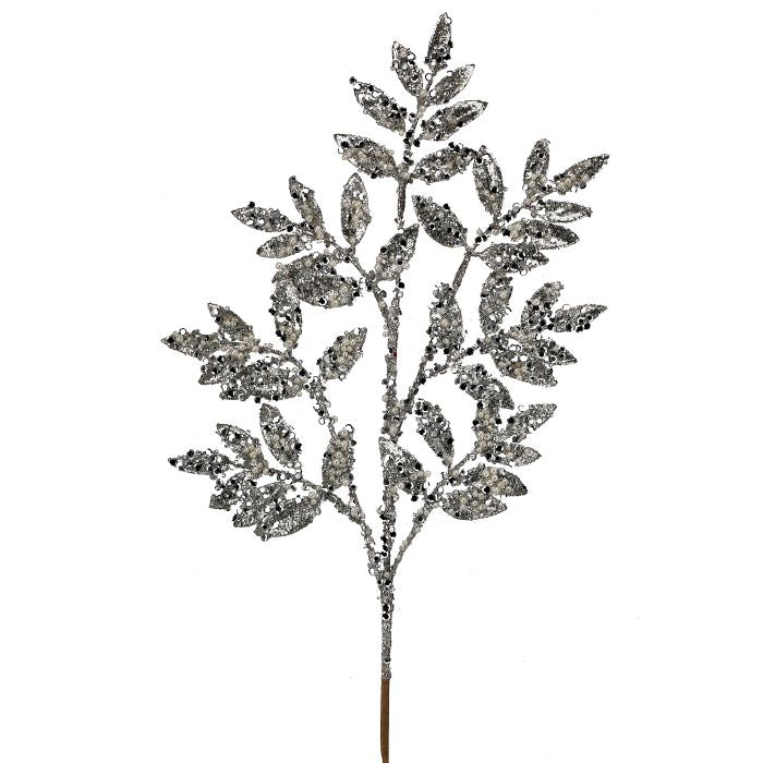 30" PEARL SEQUIN RUSCUS SPRAY PLATINUM