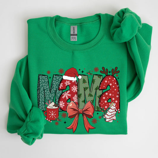 Mama, Christmas Fun, Reindeer, Hot Chocolate, Cake Sweatshirt