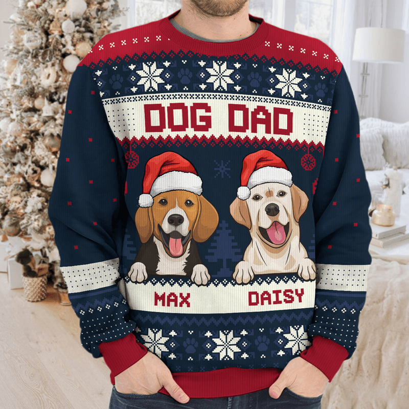 Best Dog Mom Dog Dad Ever - Custom Ugly Sweater - Personalized Christmas Gifts For Dog Owners & Lovers | Sweatshirt