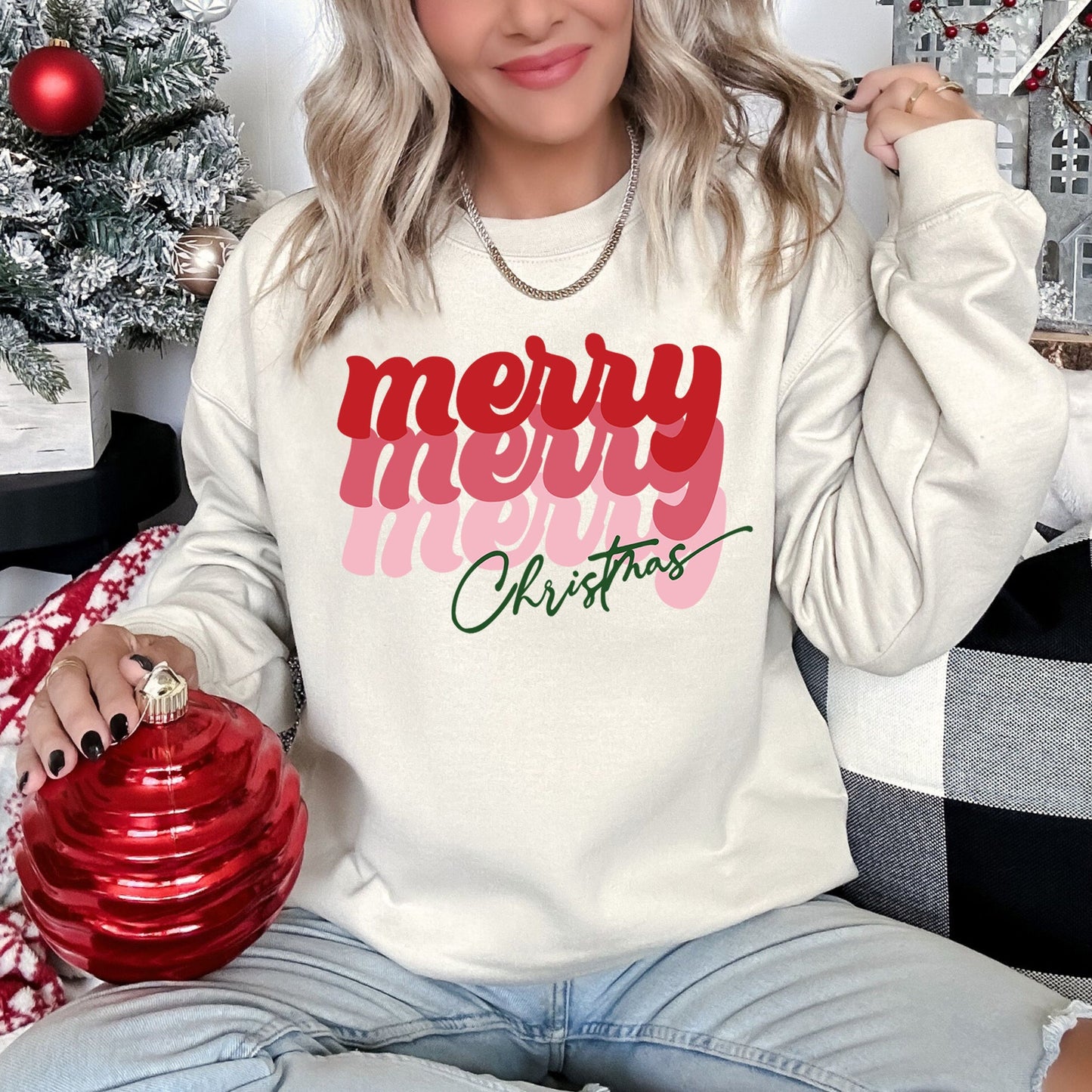 Merry Christmas Retro Text Sweatshirt