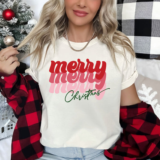 Merry Christmas Retro Text Super Soft Tees