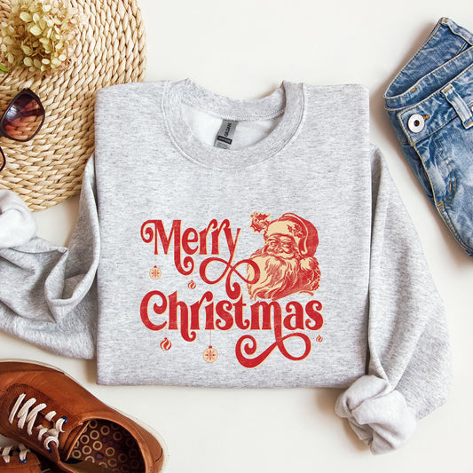 Merry Christmas, Classic Retro Santa, Winter, Xmas Sweatshirt