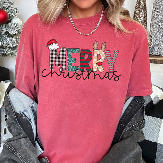 Merry Christmas, Funny Text, Santa , Comfort Colors Tshirt