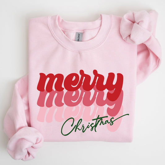 Merry Christmas, Retro, Classic Red, Santa, Winter, Xmas Sweatshirt