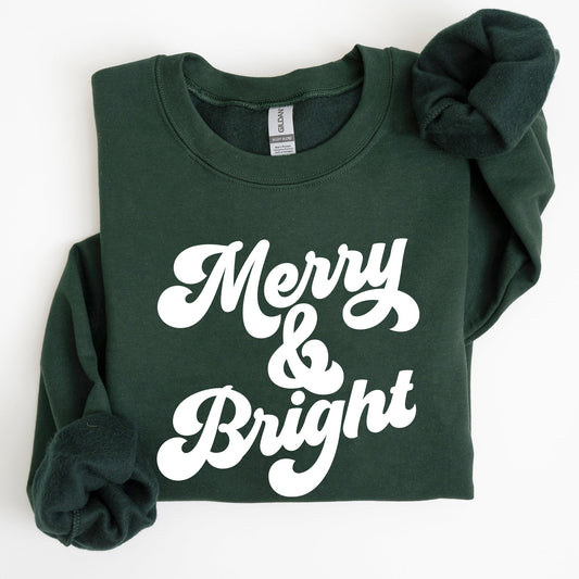 Merry and Bright, Classic Christmas, Winter, Santa, Xmas Sweatshirt