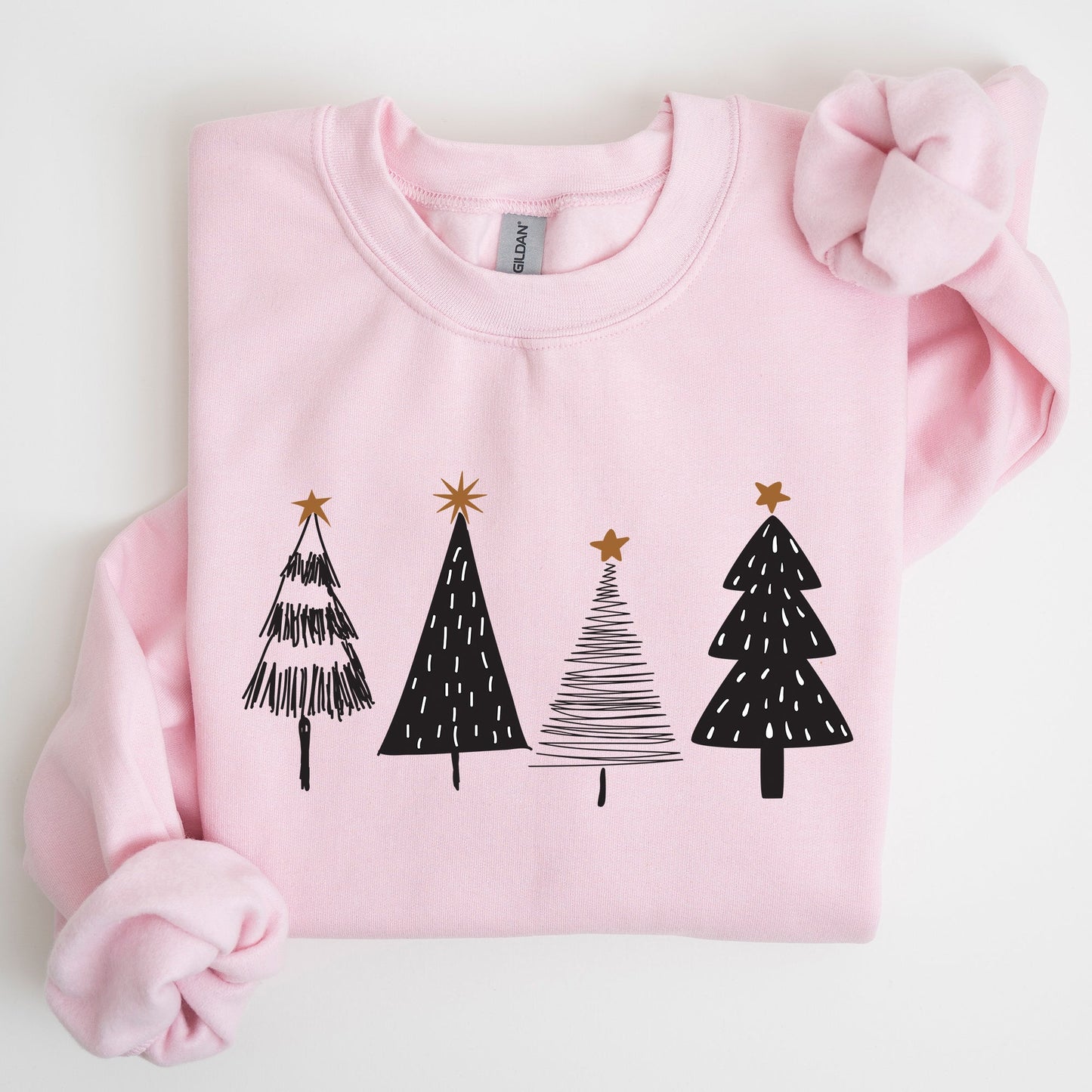 Minimalist Christmas Trees, Winter, Snow, Santa Sweatshirt
