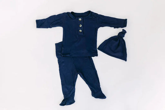 3-Piece Baby Outfit - Newborn Take Home Outfit - Navy Blue