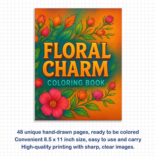 Floral Charm Coloring Pages – 48 Elegant Flower Designs for Adults