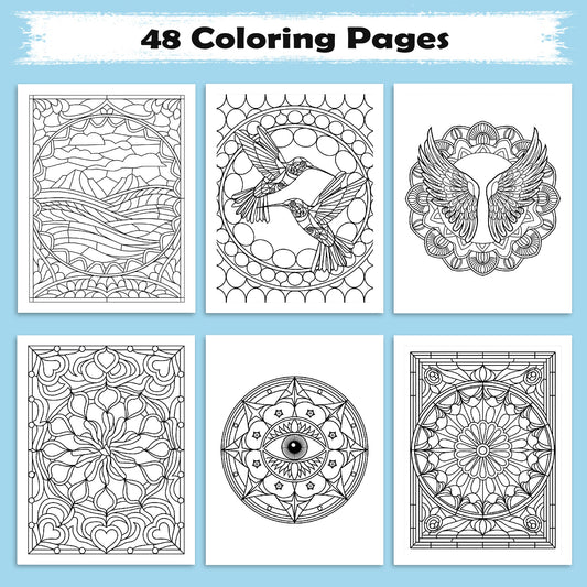 Sacred Window Mandalas – Stained Glass Mandala Coloring Pages – 48 Pages – Bold, Geometric, Radiant Patterns – For Adults