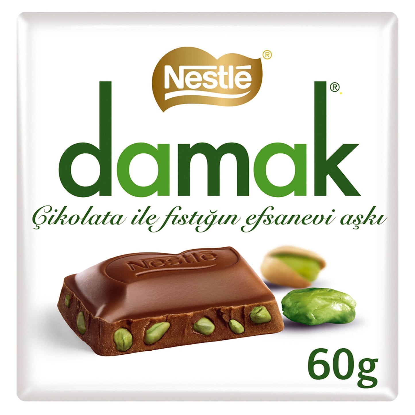 Nestle Damak 60g Pistachio Chocolate Bars - Premium Milk Chocolate with Pistachio Delight