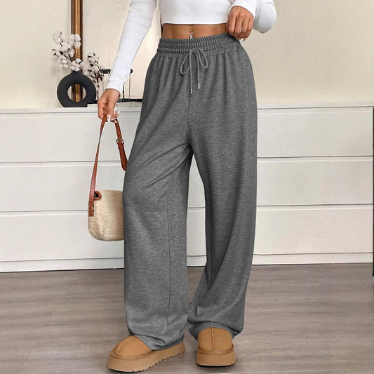 Autumn Winter Solid Color Women Clothes Casual Pants Loose Slimming Wide Leg Pants Office Trousers