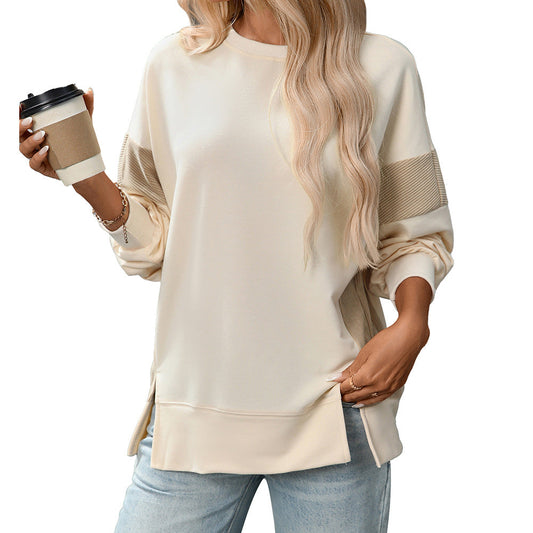 Women round Neck Multicolor round Neck All Matching Casual Loose Sweatshirt