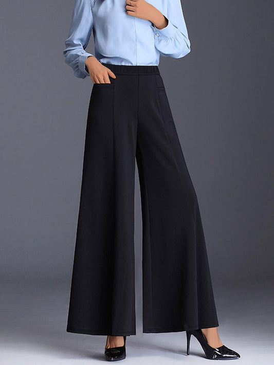 Bell Bottom Pants Women Spring Autumn Black High Waist Loose Culotte Slimming Trousers Wide Leg Pants